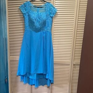 Elegant Blue Lace Dress